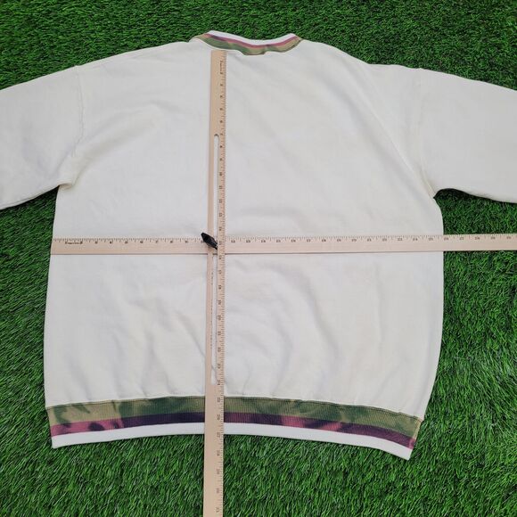 Vintage 90s Nutmeg Ringer Sweatshirt XL 26x27 White - Picture 4 of 13